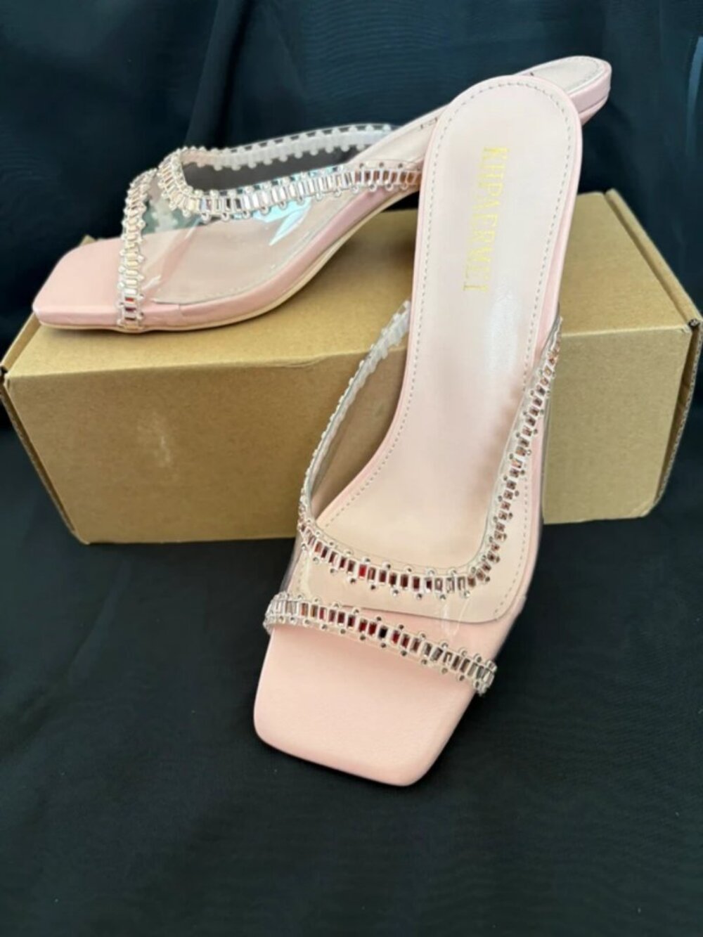Light pink square toe kitten heel 7.5